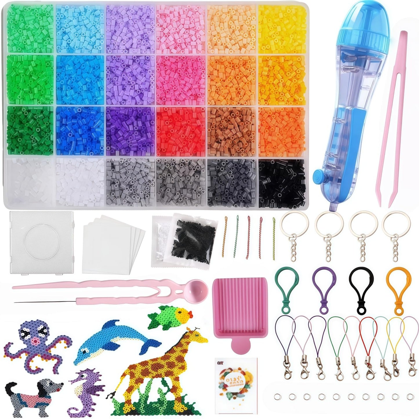 Colorful 14000 Piece Fuse Bead Set with Pegboards and Accessories NEW