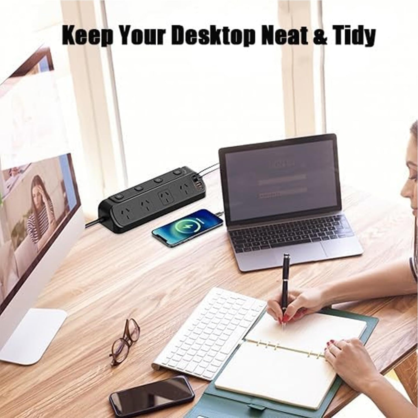 20W Power Strip with 4 Outlets and Dual USB Ports for Fast Charging - Black DEMO