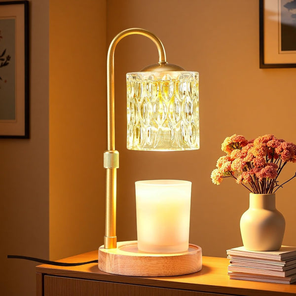 Dimmable Gold Candle Warmer Lamp with Timer & Adjustable Brightness NEW