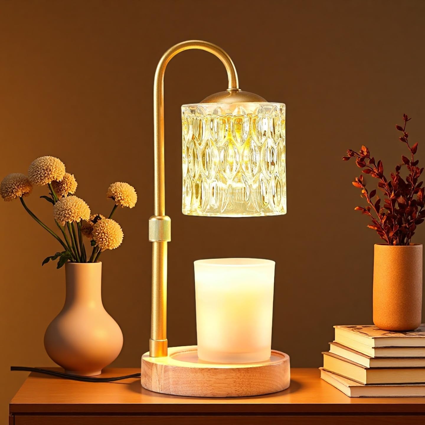 Dimmable Gold Candle Warmer Lamp with Timer & Adjustable Brightness NEW
