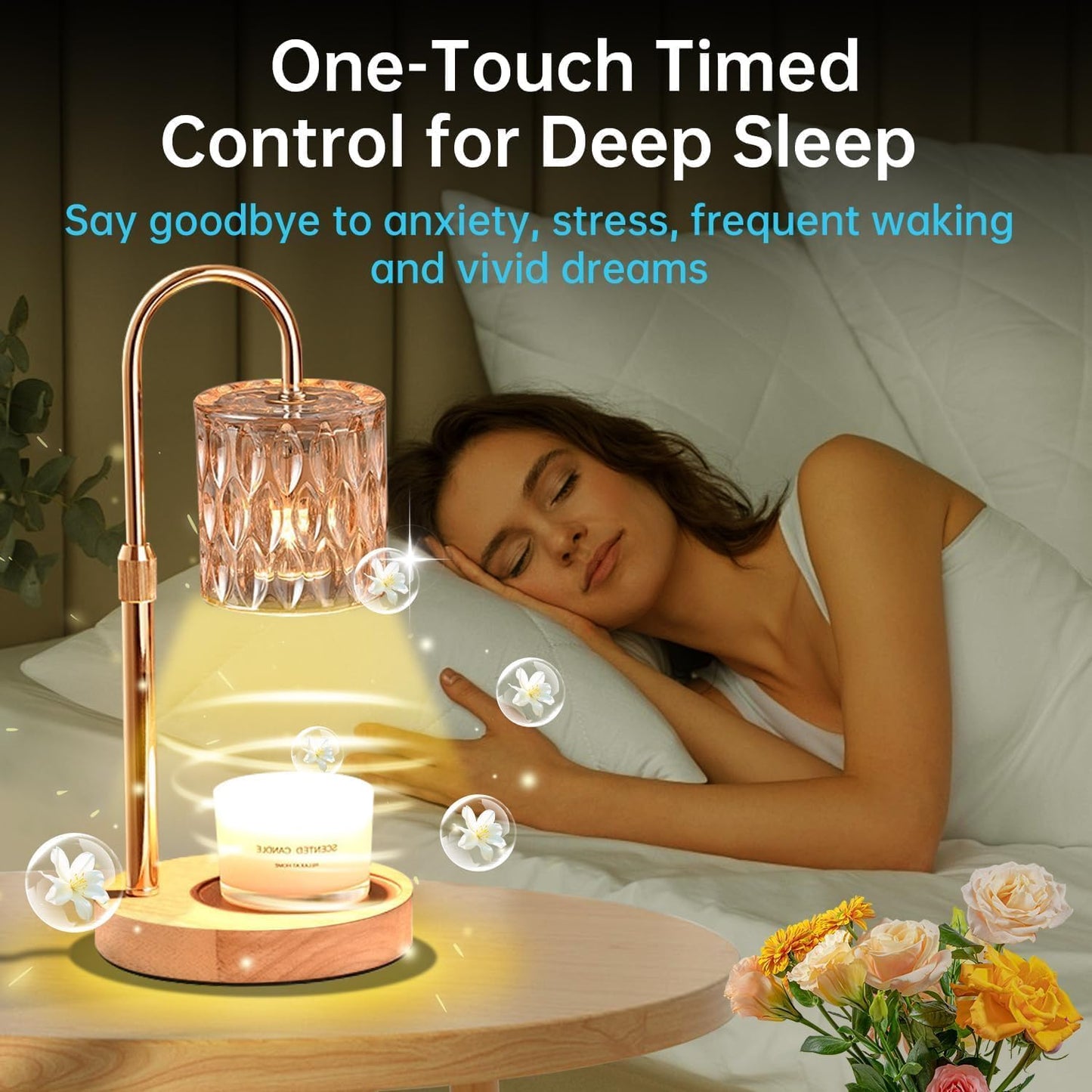 Dimmable Gold Candle Warmer Lamp with Timer & Adjustable Brightness NEW