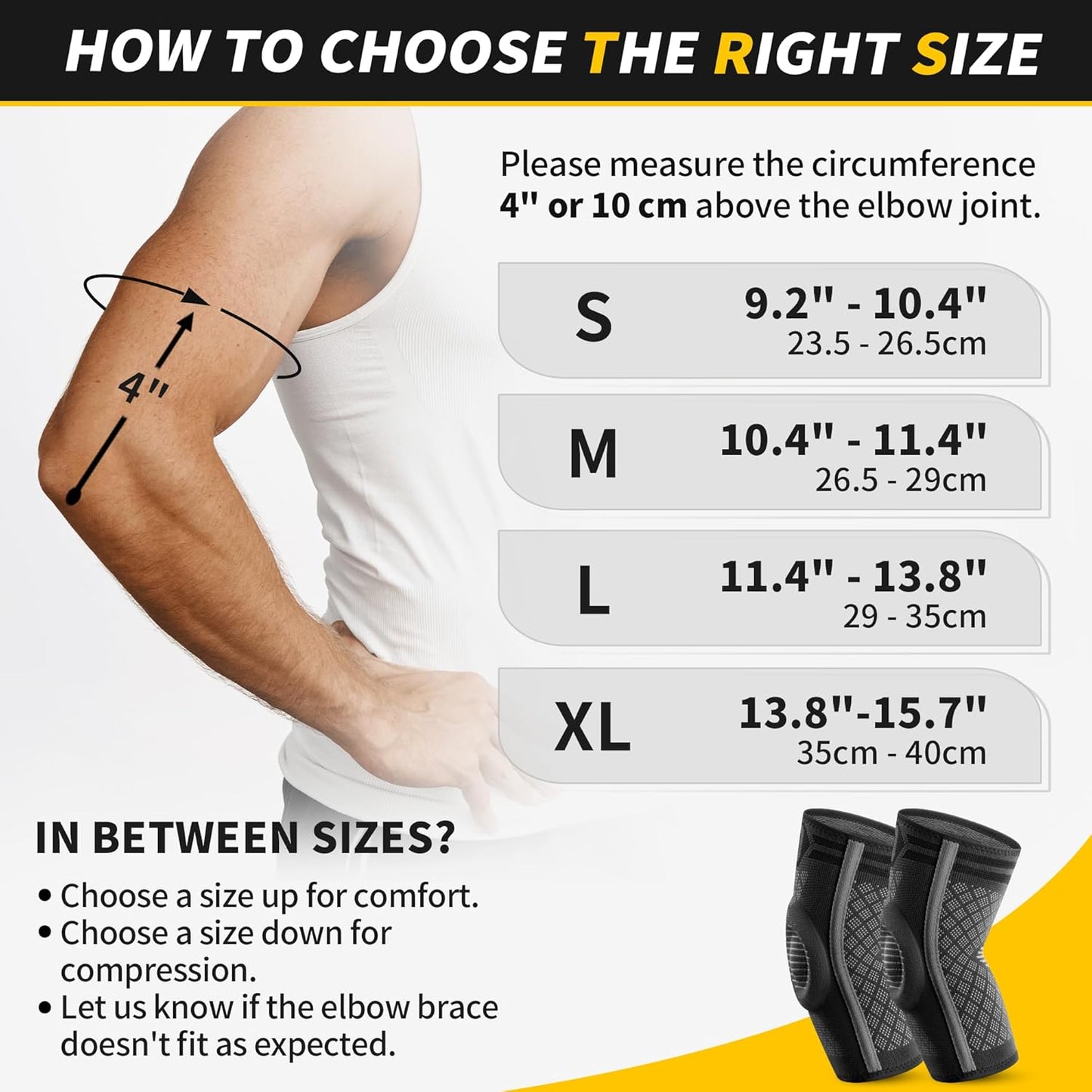 CAMBIVO Elbow Brace with Gel Pad for Dual Stability Support, Large Size NEW