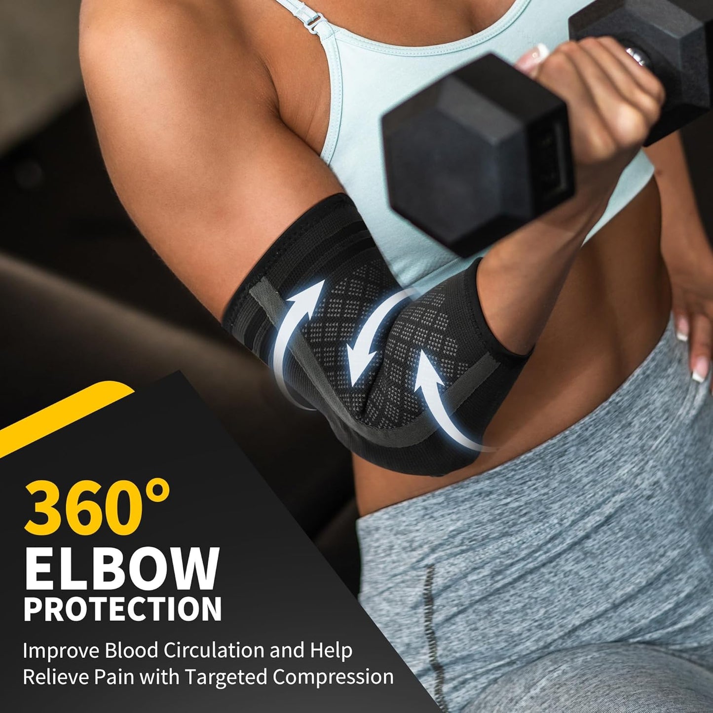 CAMBIVO Elbow Brace with Gel Pad for Dual Stability Support, Large Size NEW
