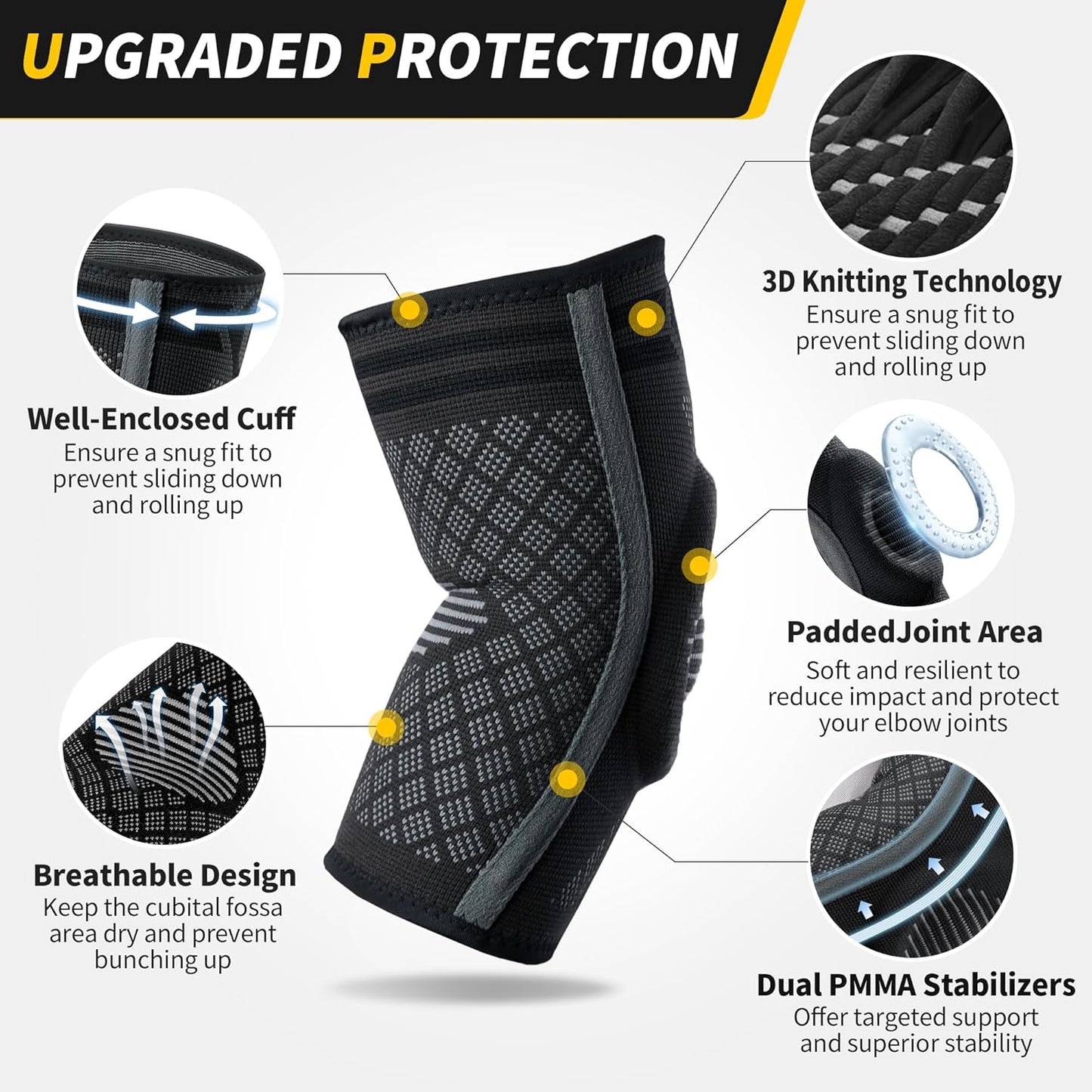 CAMBIVO Elbow Brace with Gel Pad for Dual Stability Support, Large Size NEW