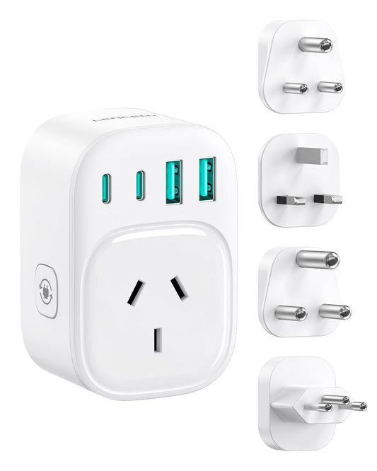 LENCENT Universal Travel Adapter Plug - Worldwide Power Converter, White DEMO