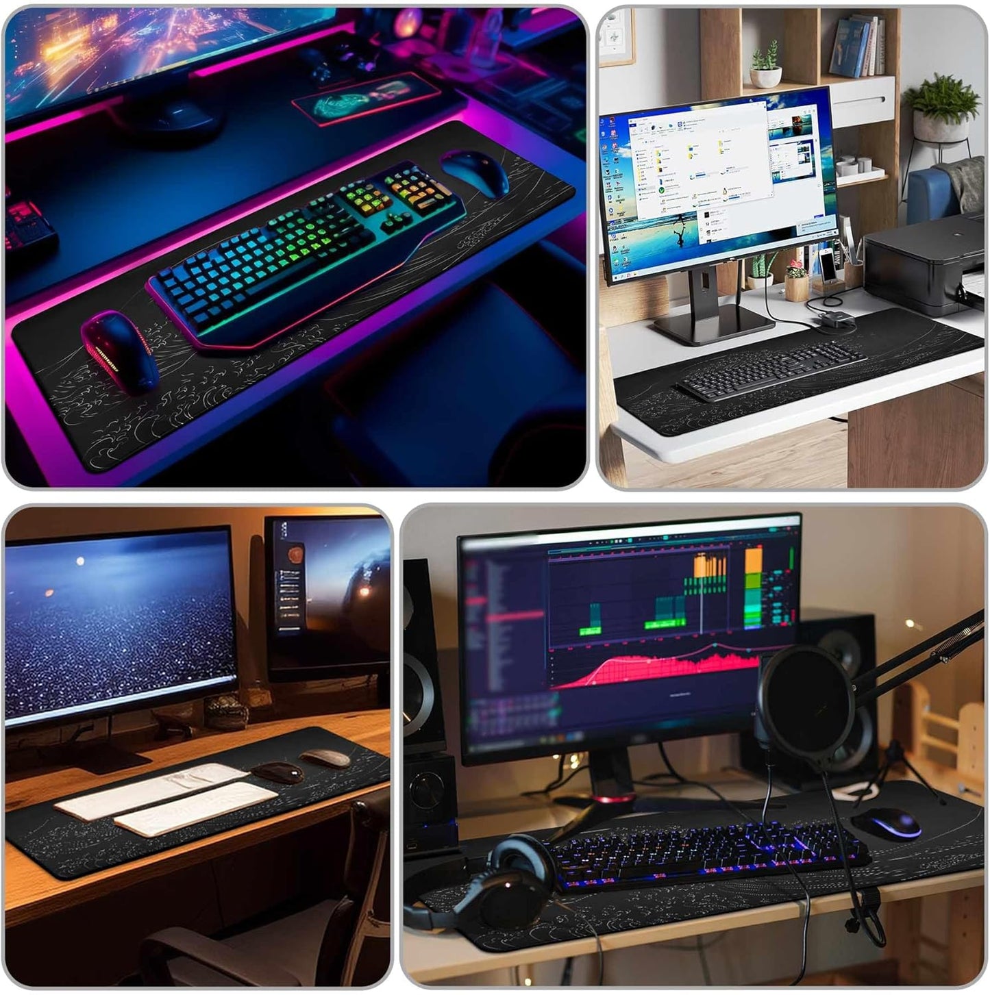 DAWNTREES Large Topographic Waves Liquid Gaming Mouse Pad, 120 x 60 cm, DEMO