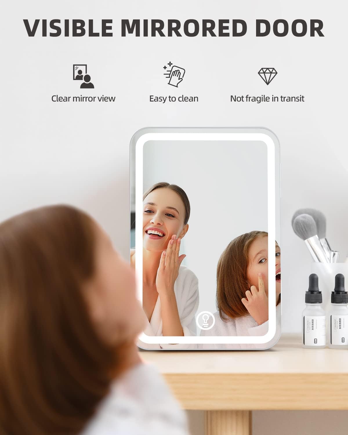Portable 8L Refrigerators White Makeup Fridge with Dimmable LED Light DEMO