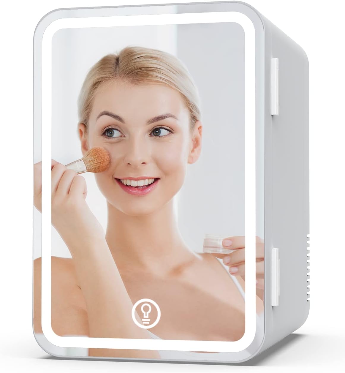 Portable 8L Refrigerators White Makeup Fridge with Dimmable LED Light DEMO