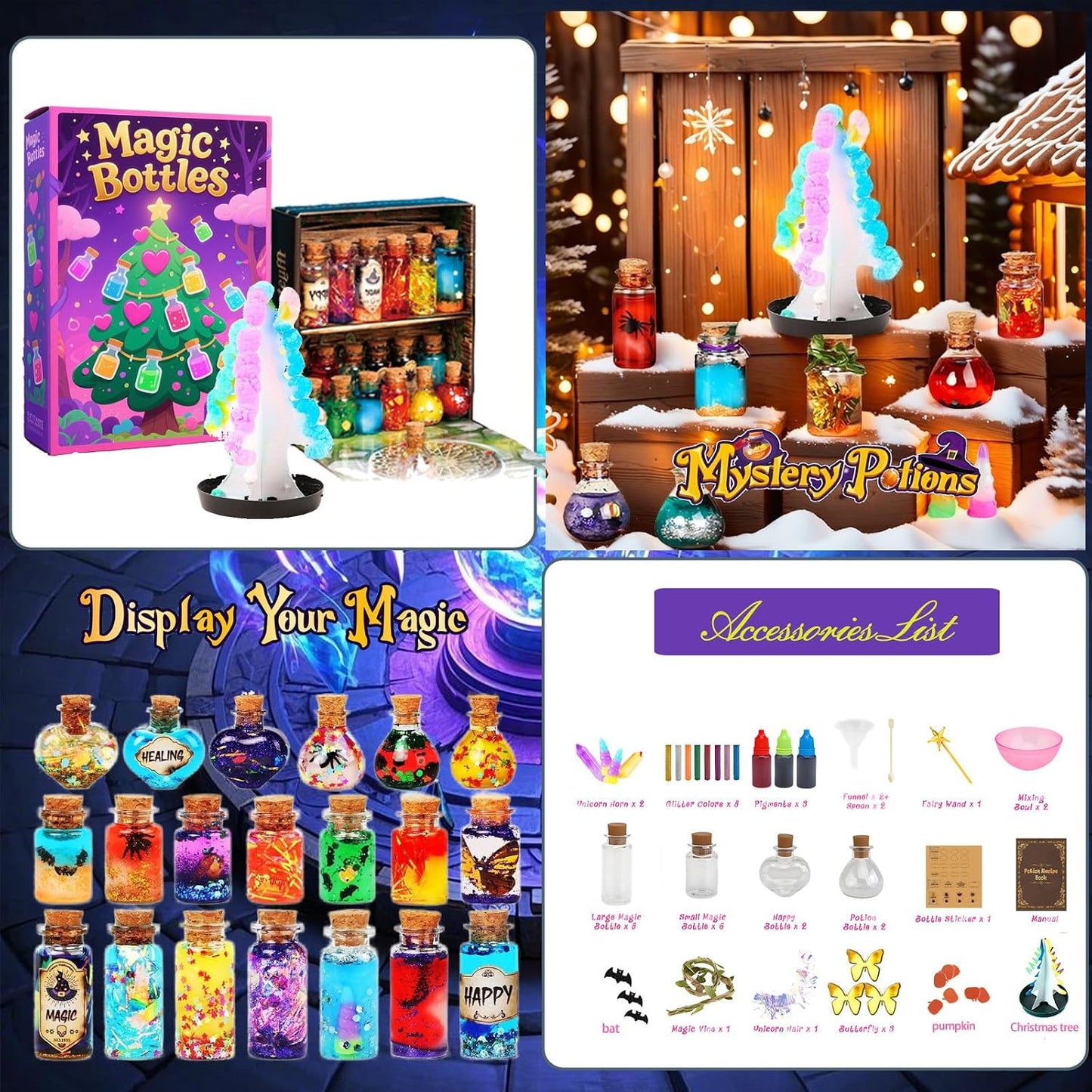 DIY Holiday Magic Potion Kit Science Craft Set 20 Multicoloured Pieces Size NEW