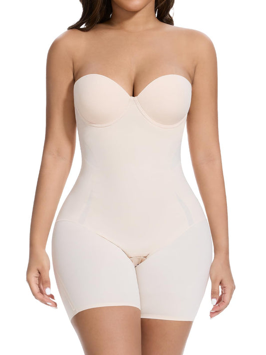Slimers Strapless Bodysuits Shapewear Tummy Control Beige Bodysuit Sz Small NEW