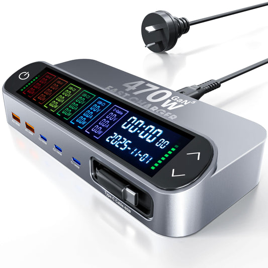 470W USB-C Chargers Charging Station with 140W GaN Desktop Charger in NEW