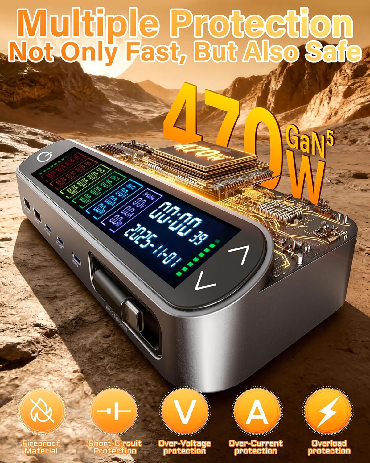 470W USB-C Chargers Charging Station with 140W GaN Desktop Charger in NEW