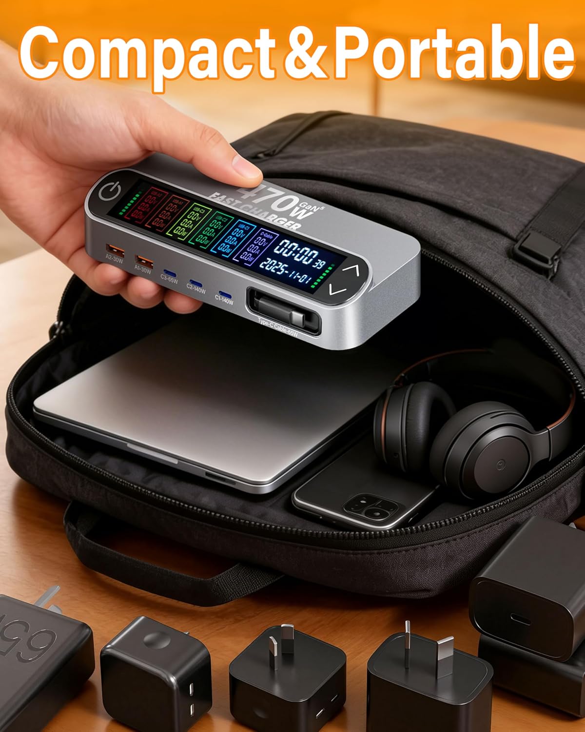 470W USB-C Chargers Charging Station with 140W GaN Desktop Charger in NEW