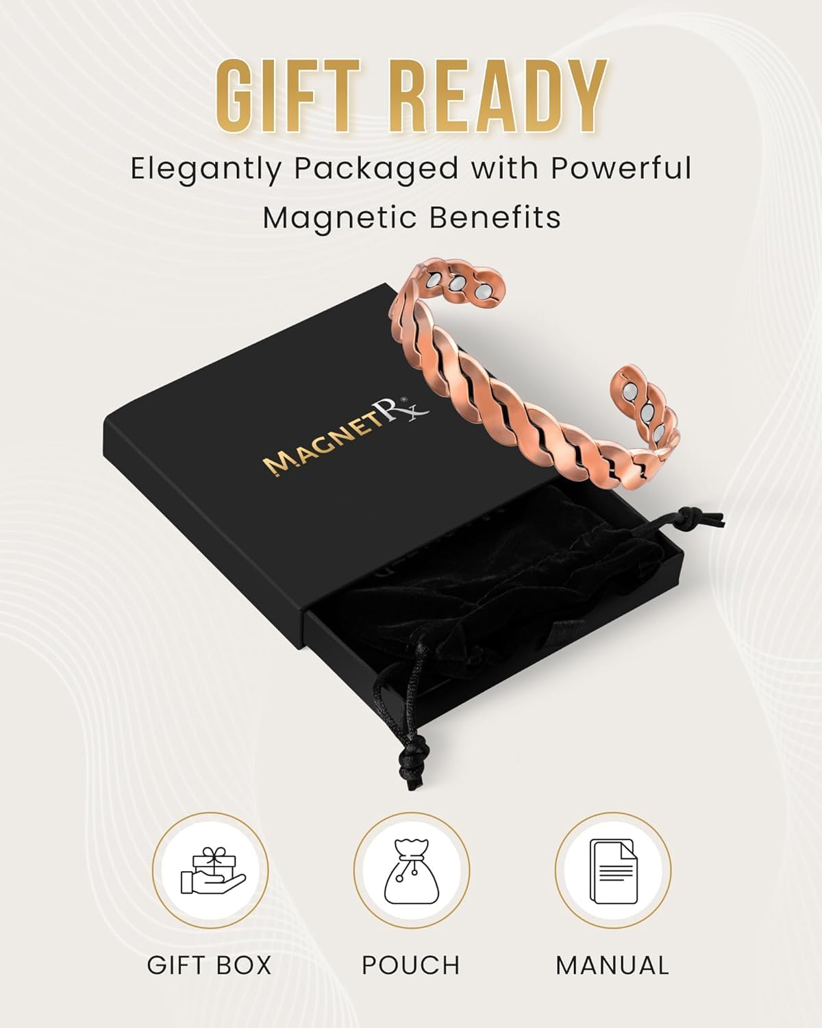 MagnetRX Copper Magnetic Bracelet for Effective Field Therapy Size One Size NEW