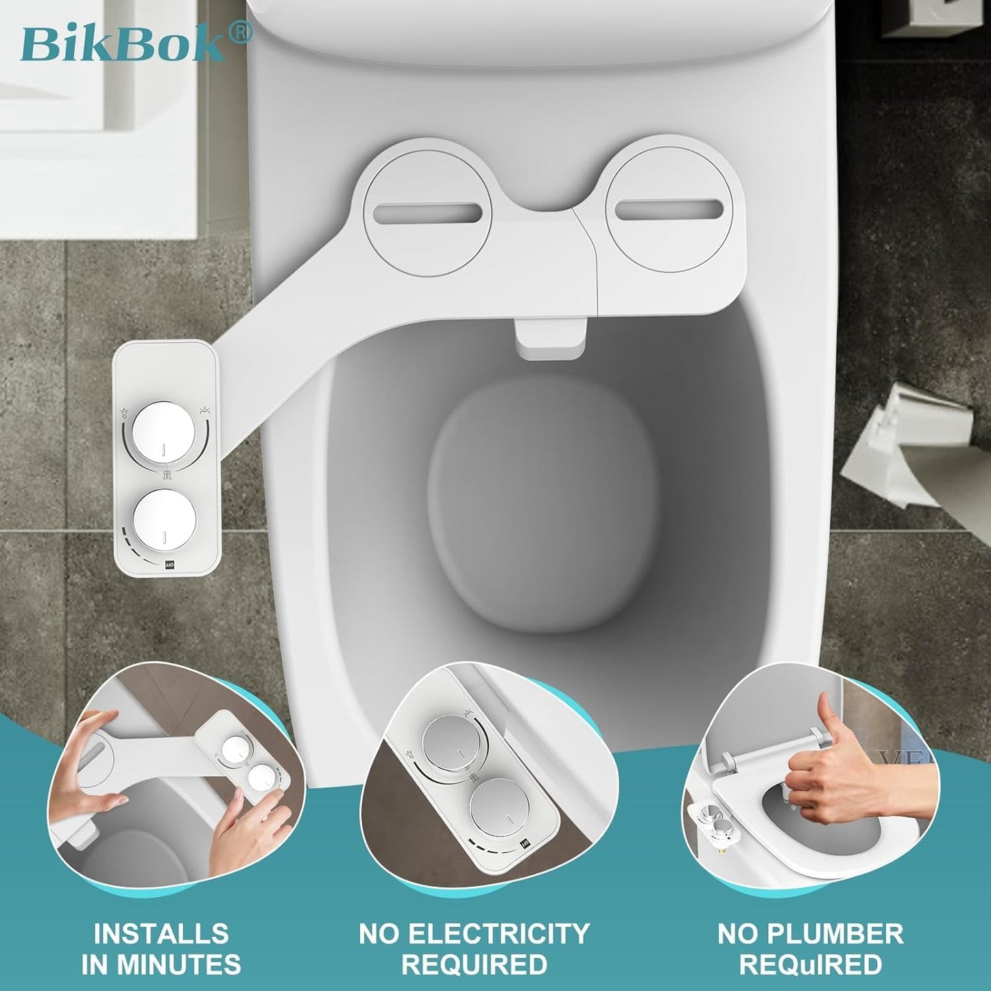 Ultra-Slim Dual Nozzle Bidet Attachment for Toilet Hygiene - White NEW