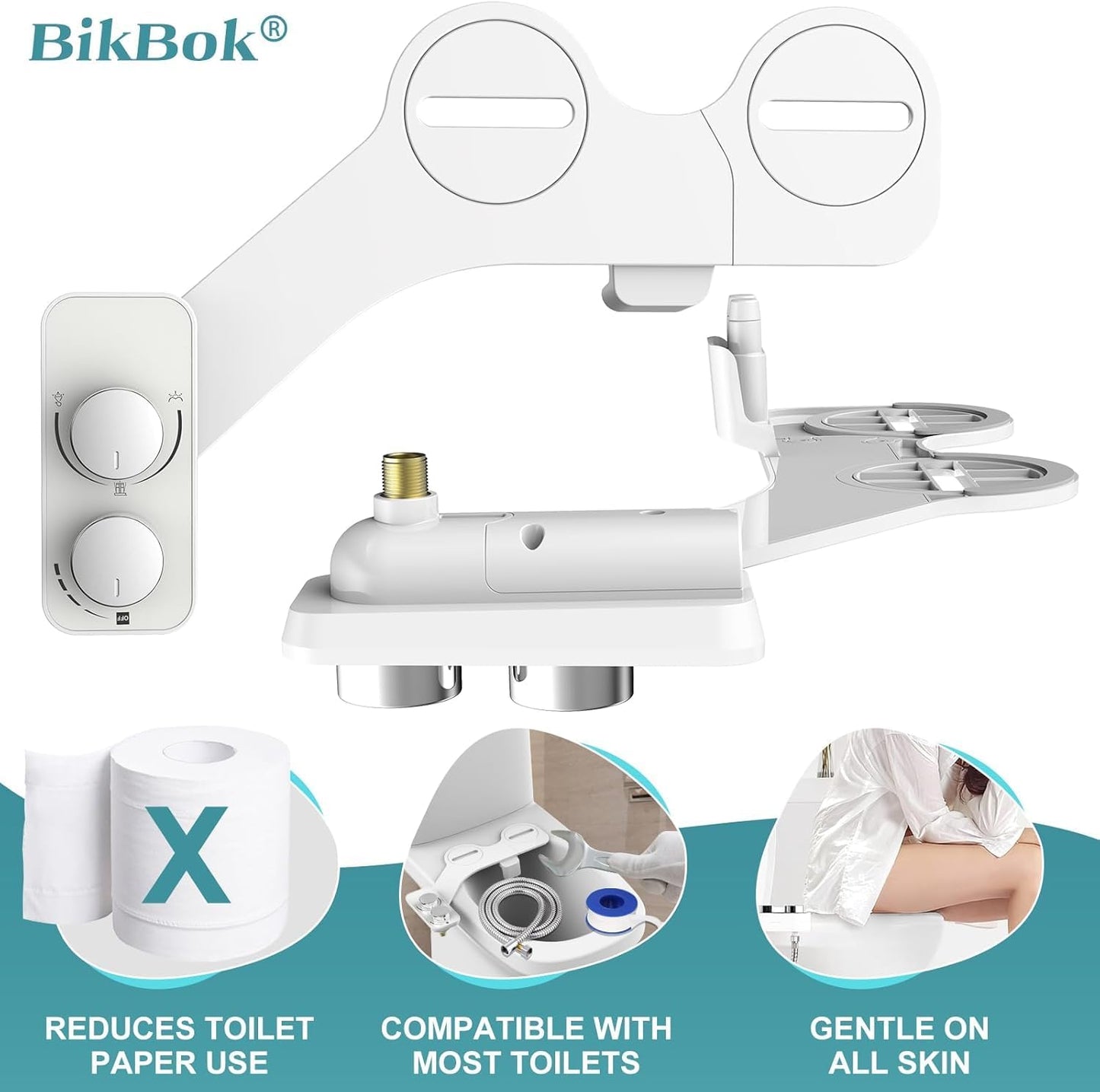 Ultra-Slim Dual Nozzle Bidet Attachment for Toilet Hygiene - White NEW