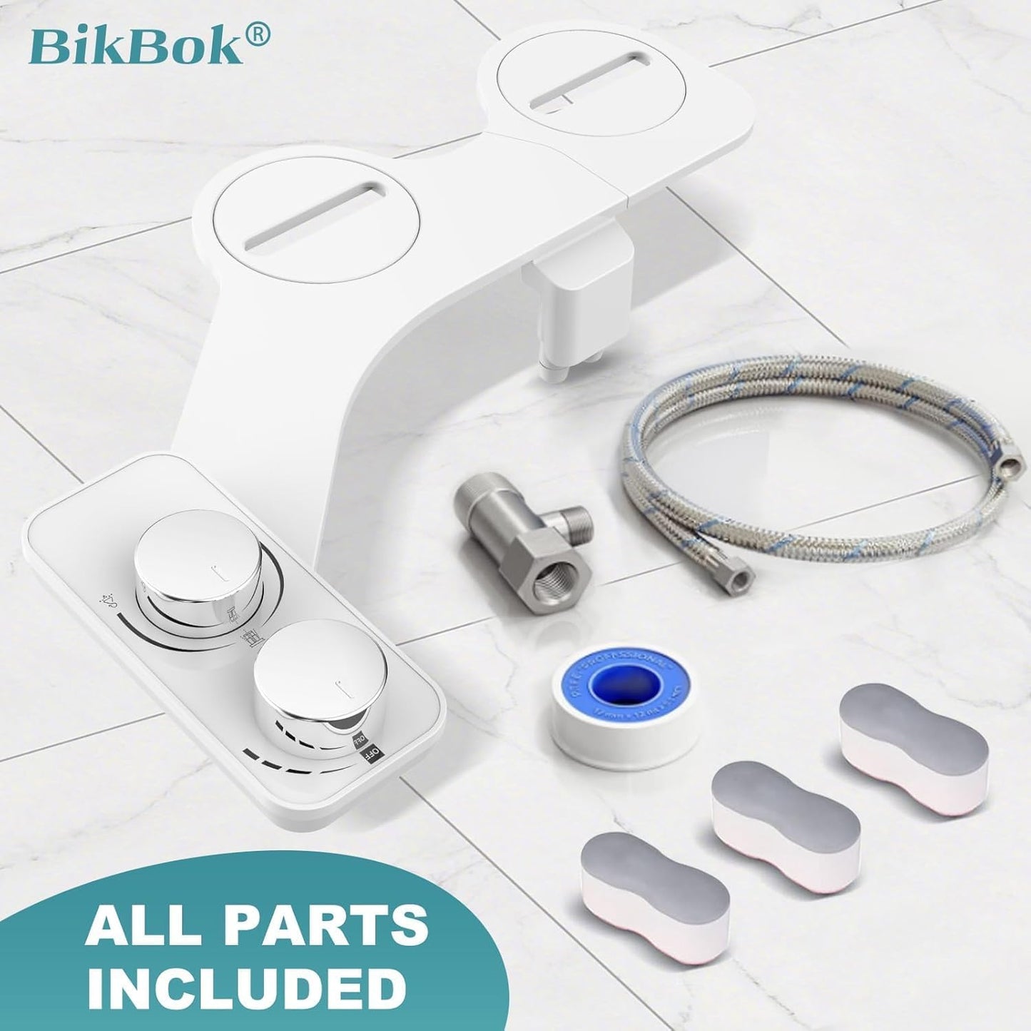 Ultra-Slim Dual Nozzle Bidet Attachment for Toilet Hygiene - White NEW