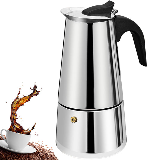 Stainless Steel Stovetop Espresso Moka Pot Coffee Maker, 200ml Brewer Size NEW