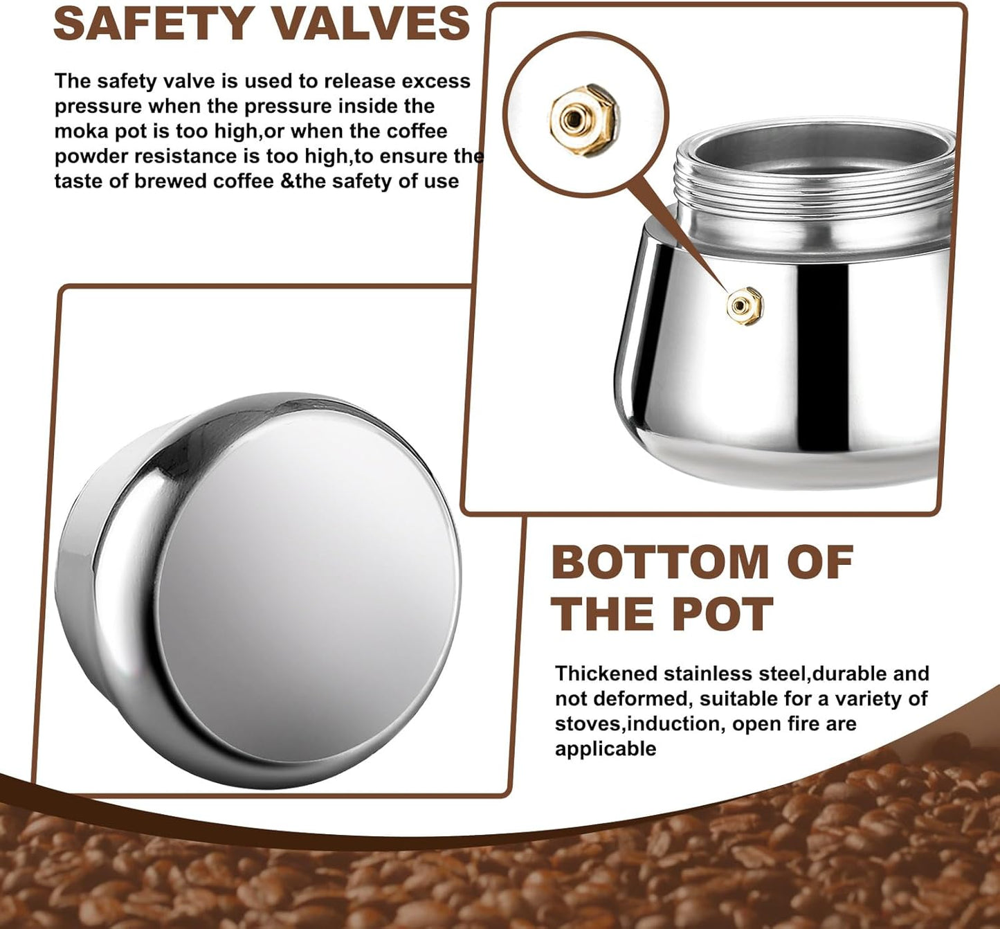 Stainless Steel Stovetop Espresso Moka Pot Coffee Maker, 200ml Brewer Size NEW