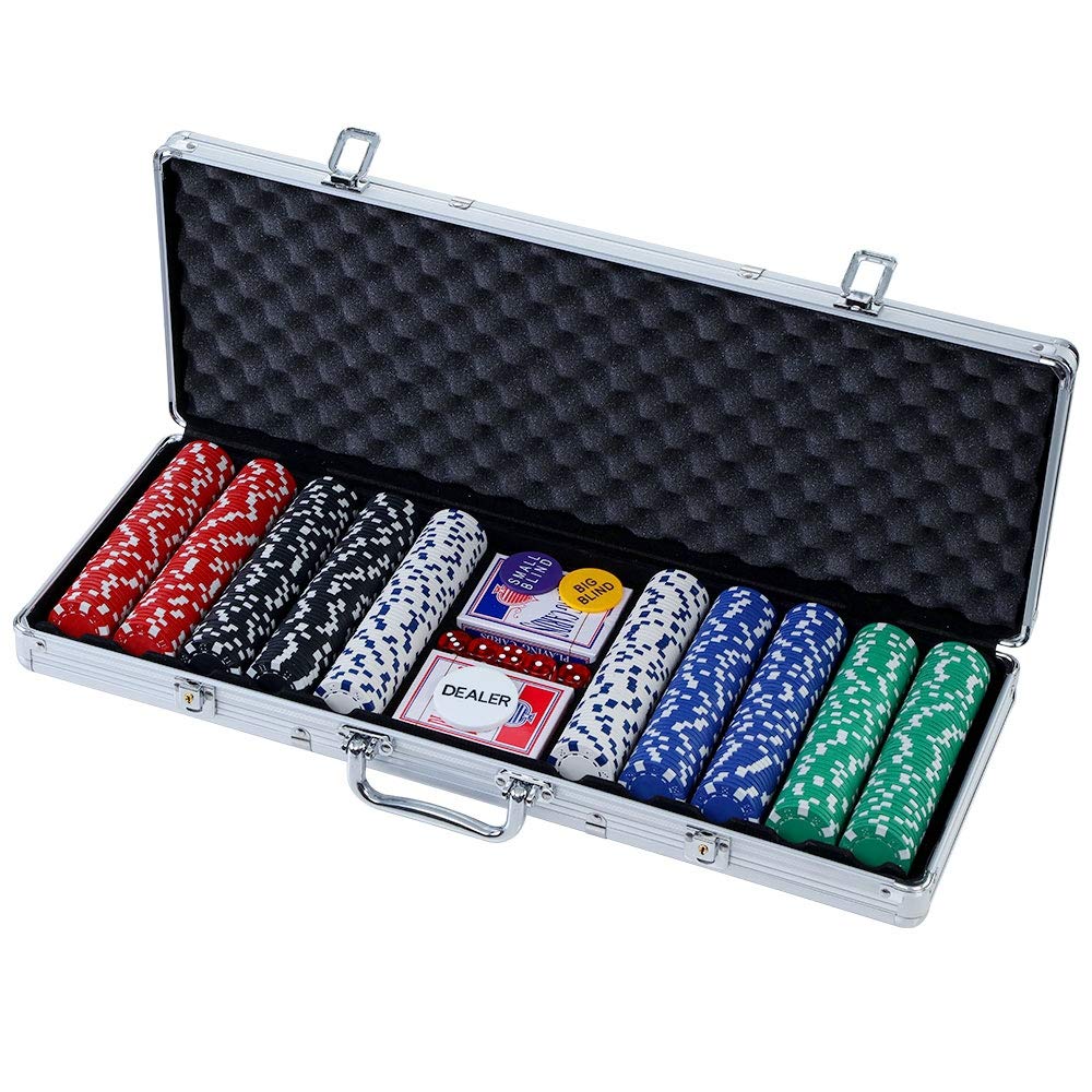 500 Piece Poker Chip Set with 5 Dice Casino Betting Chips Silver 500pcs NEW