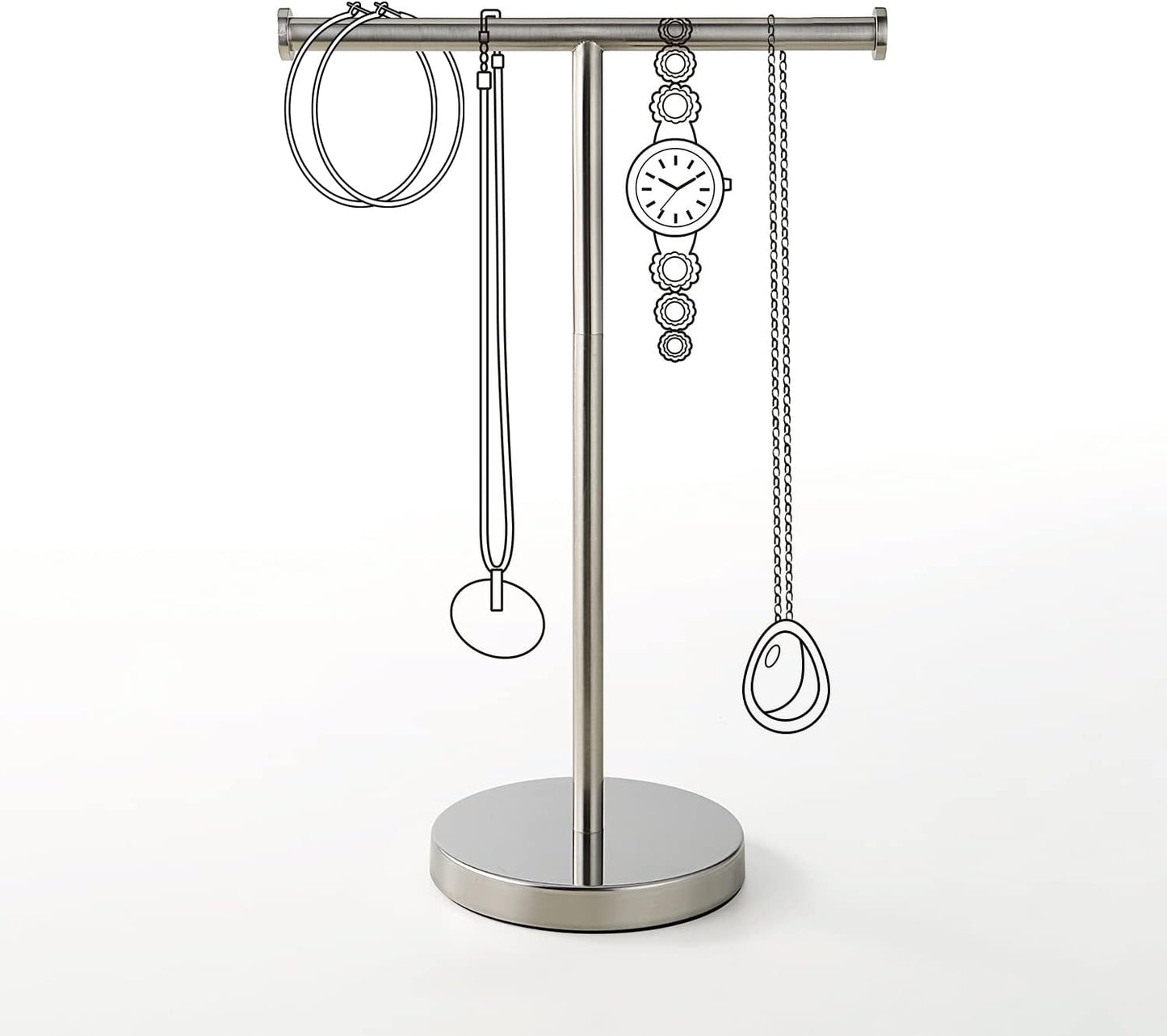 SunnyPoint Countertop Towel Holder Stand Stainless Steel T-Bar 16.5" Tall NEW