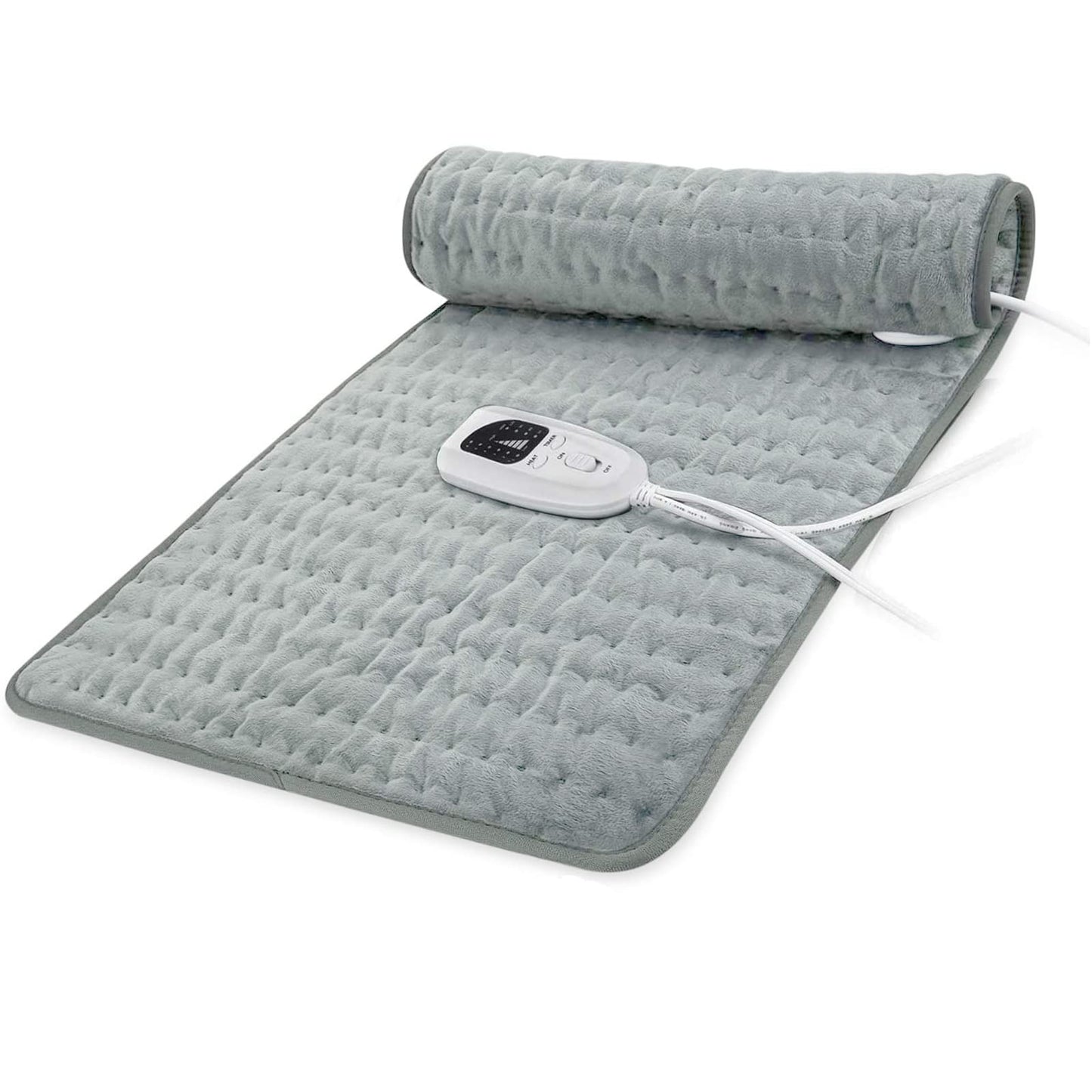 Electric Heating Pad for Dry & Moist Heat Therapy Silver Gray Size 24x12 NEW