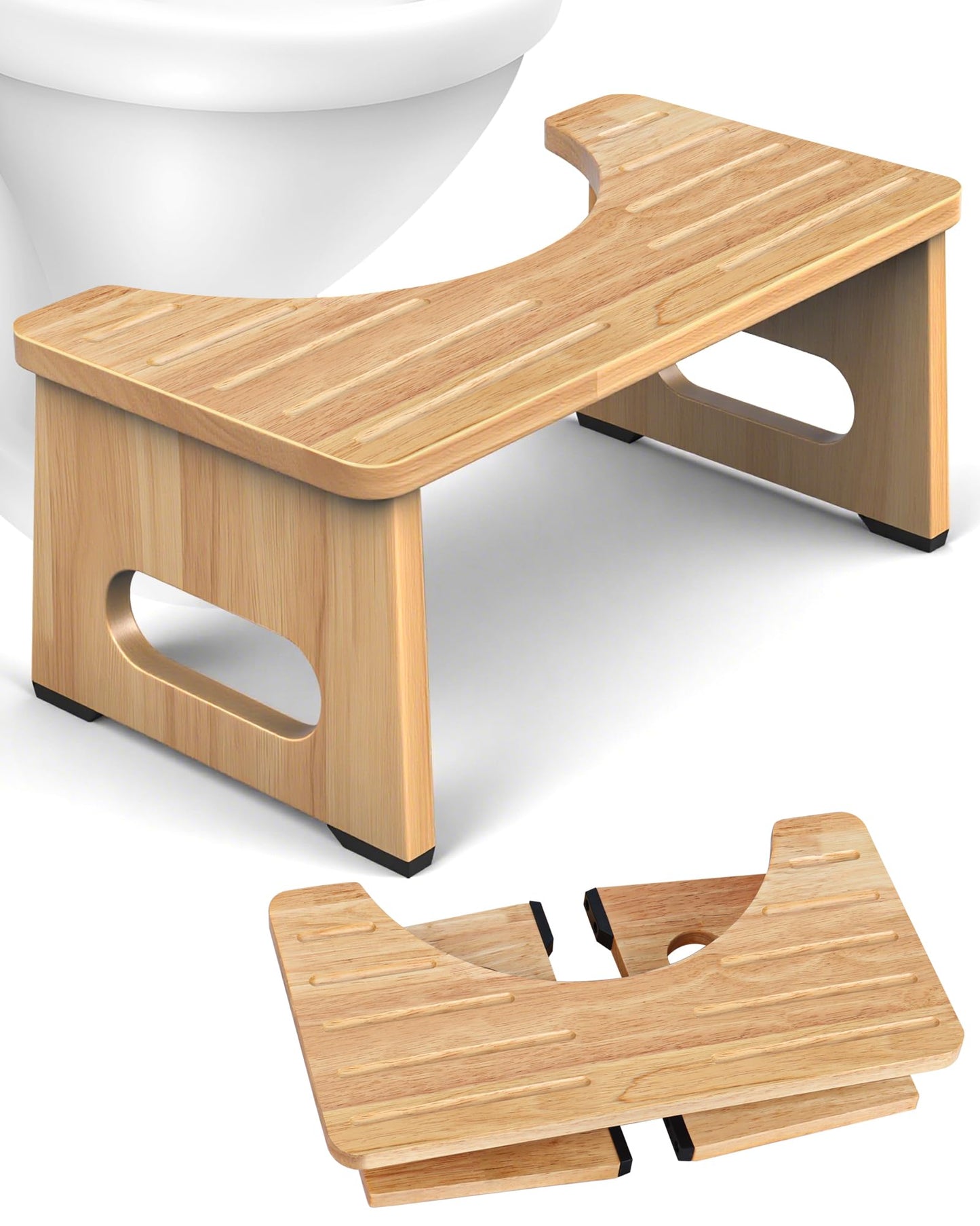 Foldable Portable Toilet Stool for Adults Natural Wood Squatting Standard NEW
