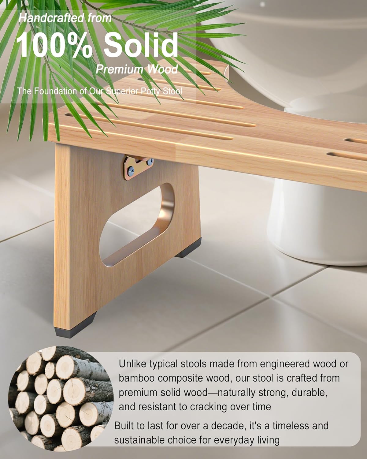 Foldable Portable Toilet Stool for Adults Natural Wood Squatting Standard NEW