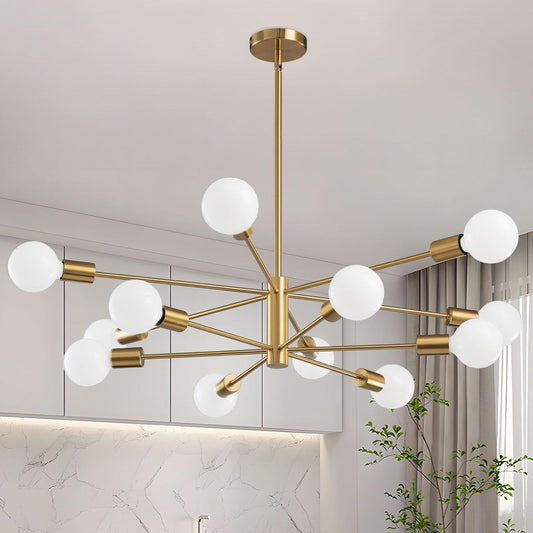 25-Inch Gold Chandeliers Mid-Century Modern Chandelier Ceiling Light NEW