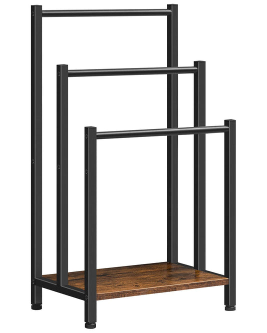 HOOBRO 3-Tier Metal Blanket Rack Towel Ladder Holder Rustic Brown & Black NEW