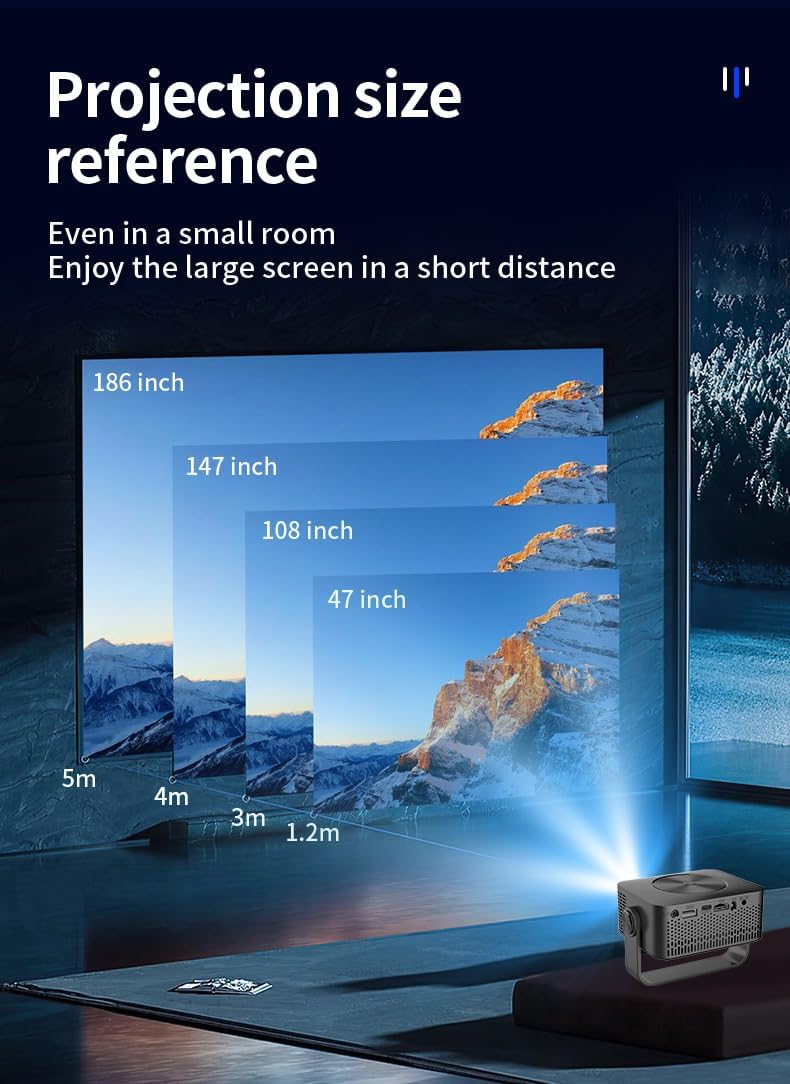 4K Portable Projectors WiFi Projector for Home Theater, Outdoor Movie Nights,