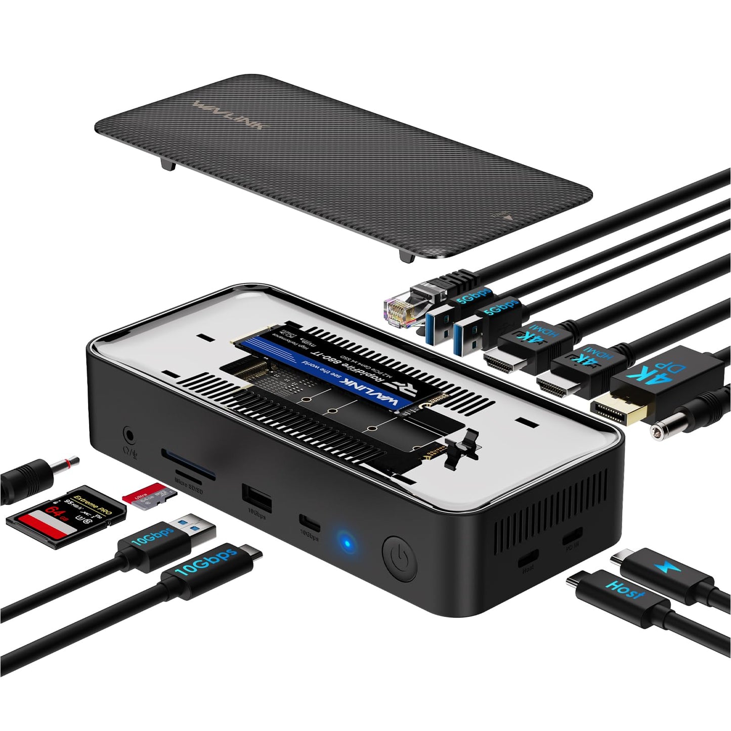 WAVLINK 12-in-1 USB-C Docking Station with Triple Monitor Support, Black DEMO