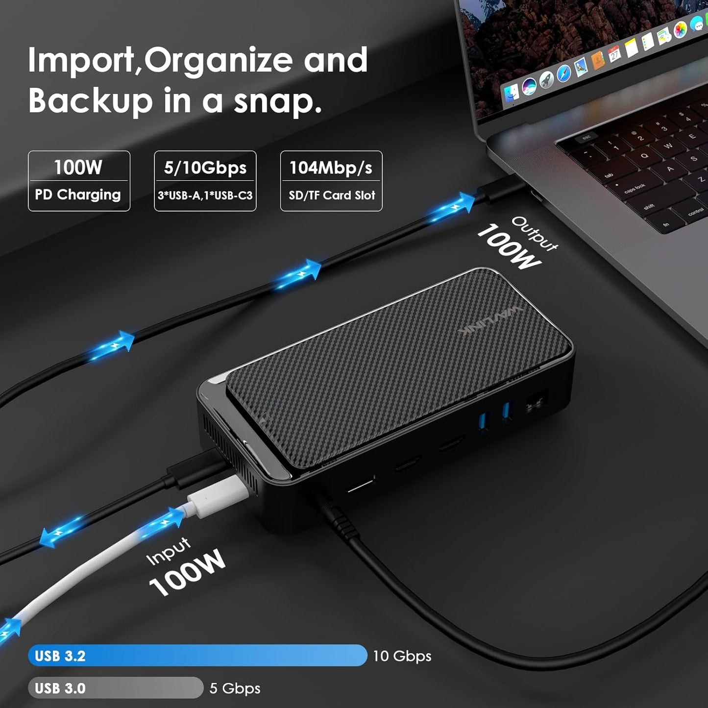 WAVLINK 12-in-1 USB-C Docking Station with Triple Monitor Support, Black DEMO