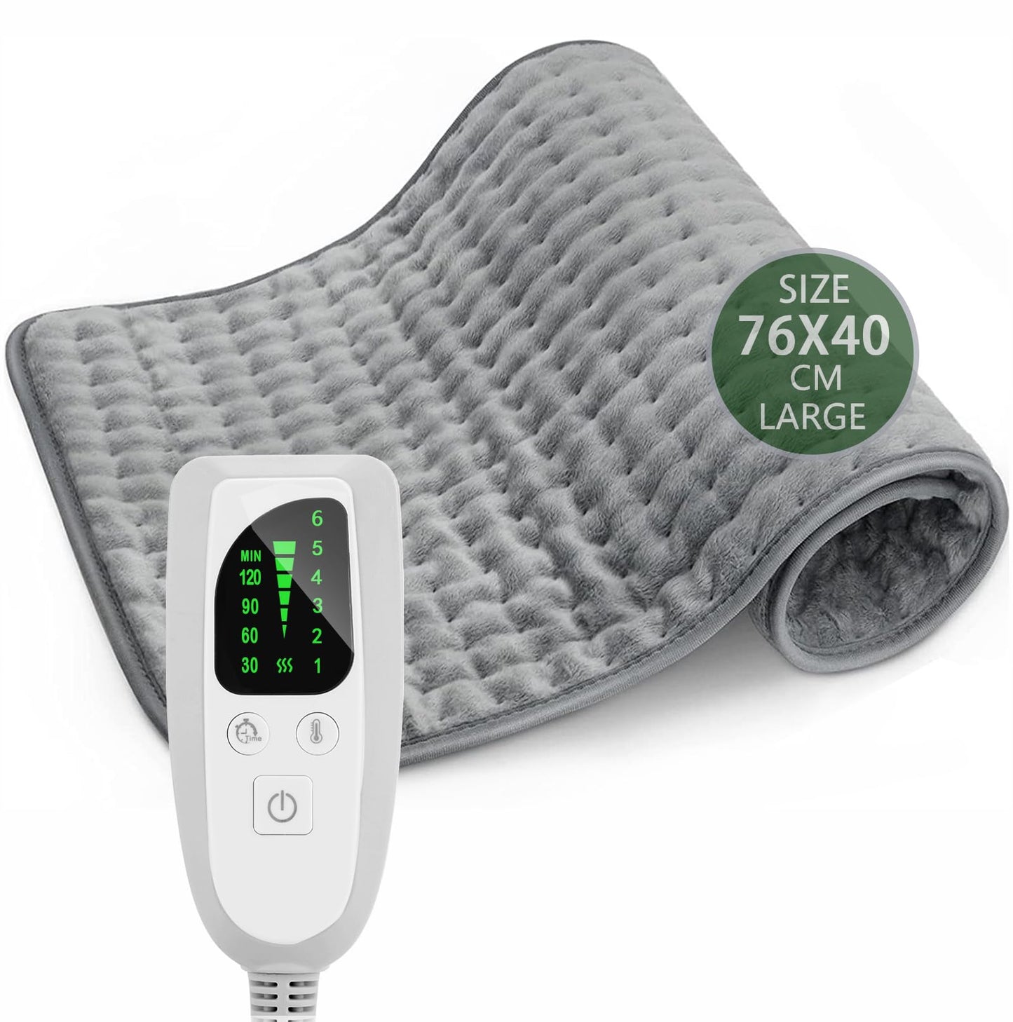 Soft & Cozy Electric Heating Pad for Back Body Pain Relief, 70x46cm Grey NEW