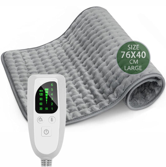 Soft & Cozy Electric Heating Pad for Back Body Pain Relief, 70x46cm Grey NEW