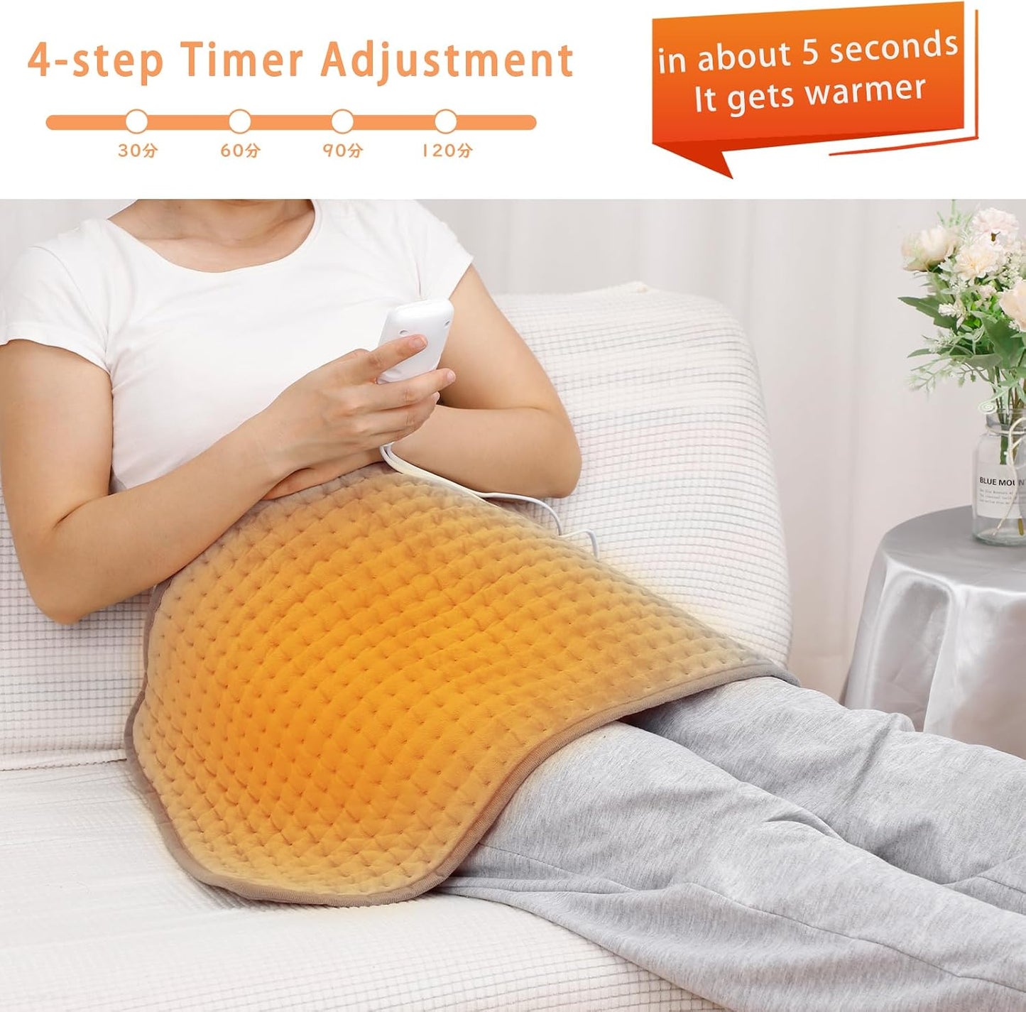 Soft & Cozy Electric Heating Pad for Back Body Pain Relief, 70x46cm Grey NEW