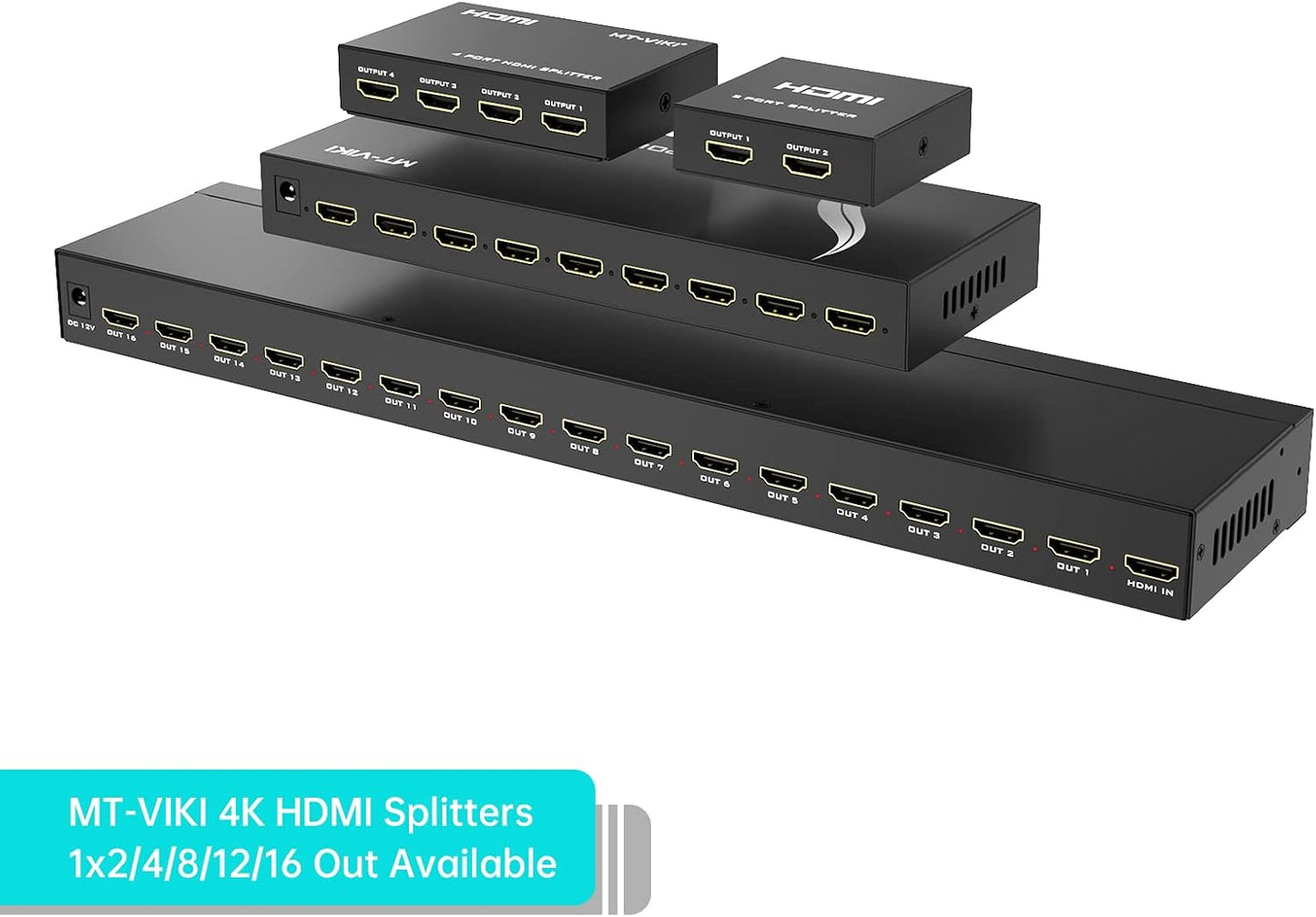 MT-VIKI 4K Splitters HDMI Splitter 1 in 8 Out Port Powered Multi Monitor DEMO