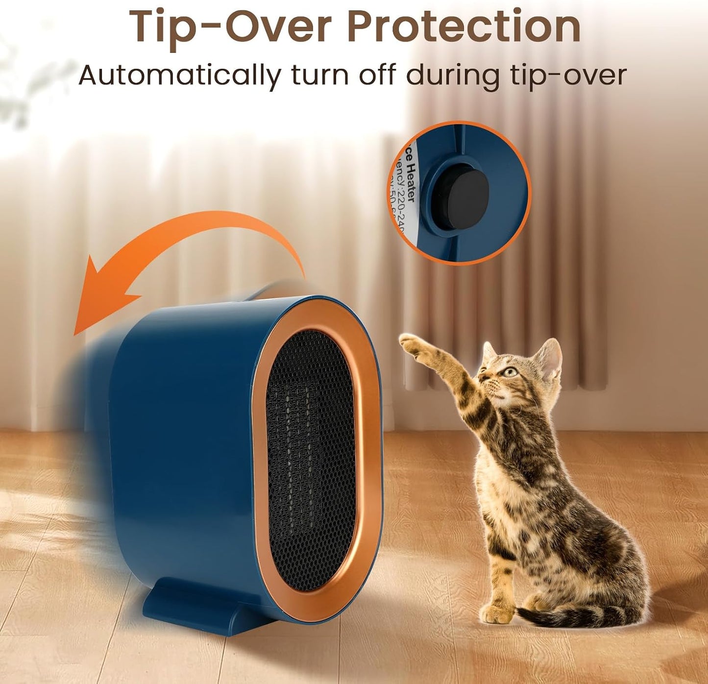 1200W Portable Heating Space Heater with Overheat and Tip-Over Protection NEW
