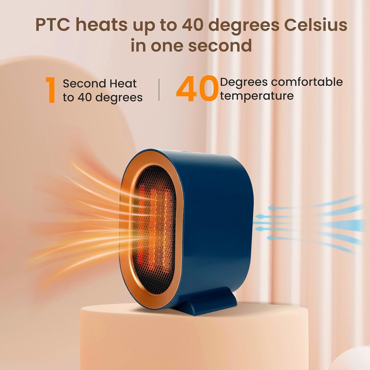 1200W Portable Heating Space Heater with Overheat and Tip-Over Protection NEW