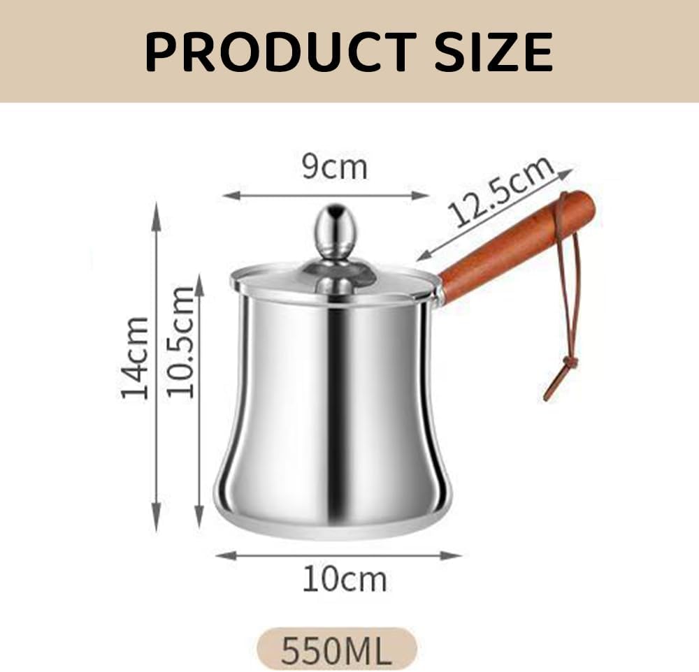 Stainless Steel Turkish Coffee Maker with Milk Warmer, 550ml Silver NEW