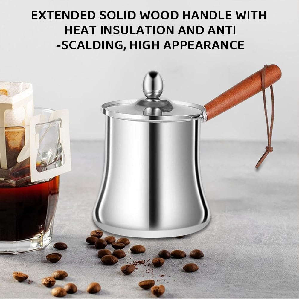 Stainless Steel Turkish Coffee Maker with Milk Warmer, 550ml Silver NEW