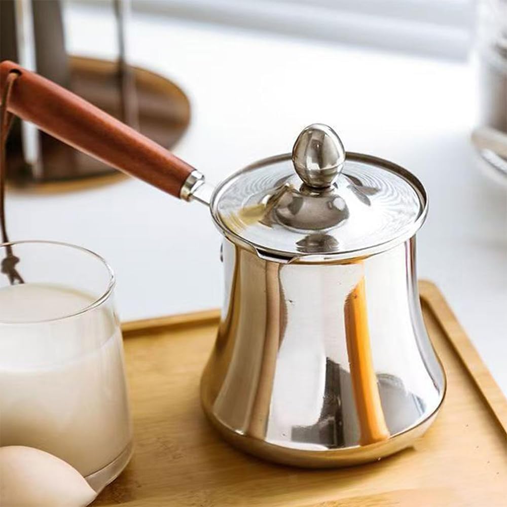 Stainless Steel Turkish Coffee Maker with Milk Warmer, 550ml Silver NEW