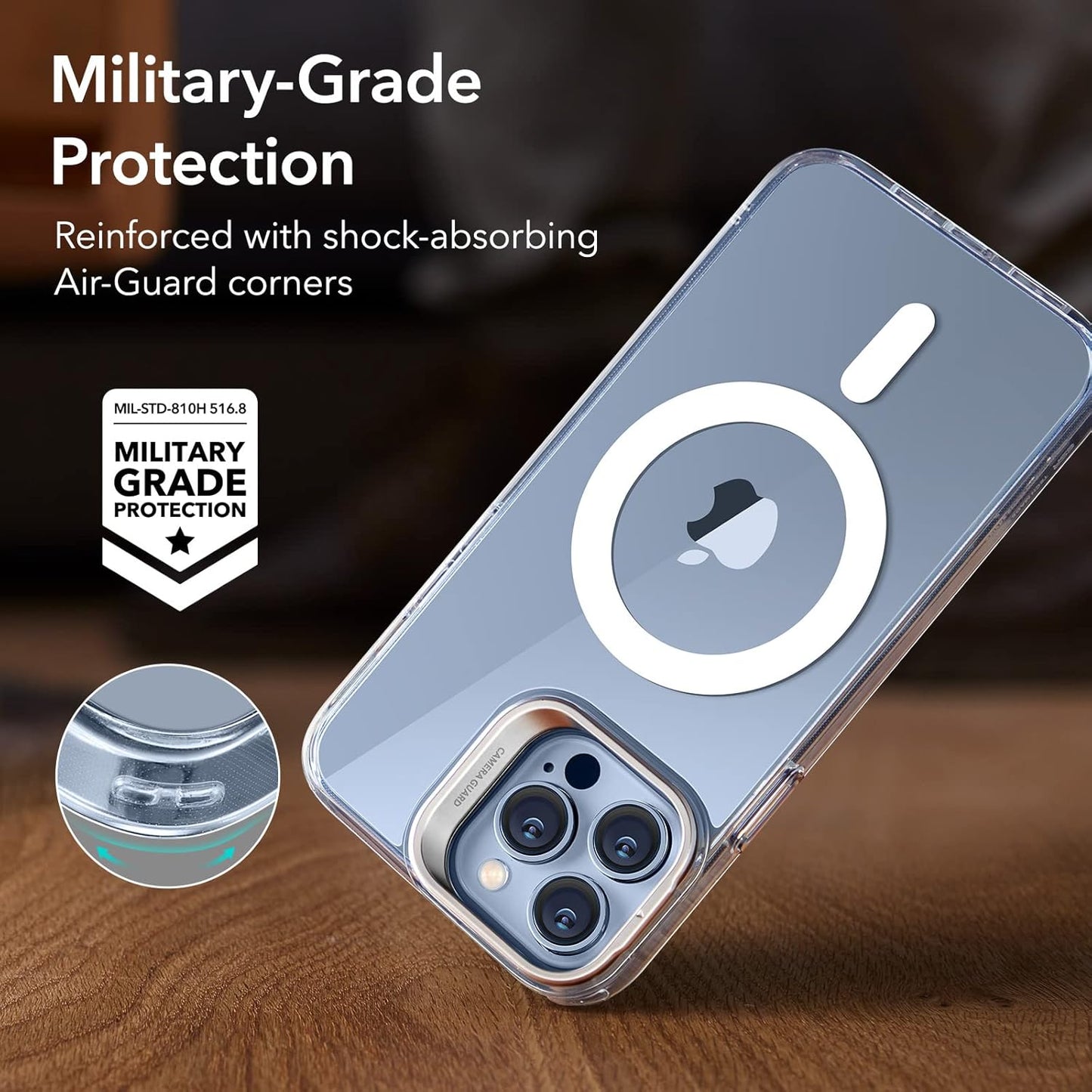 ESR Clear Protective Case for iPhone 13 Pro Shockproof Acrylic Phone Cover NEW