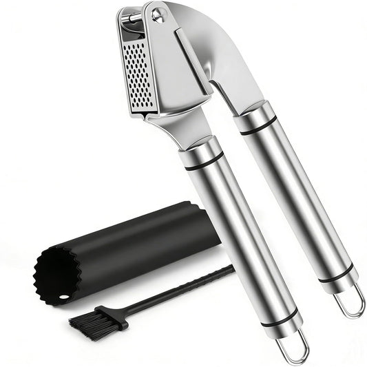 Durable Stainless Steel Garlic Press - Easy Clean, Rust-Proof, Dishwasher NEW