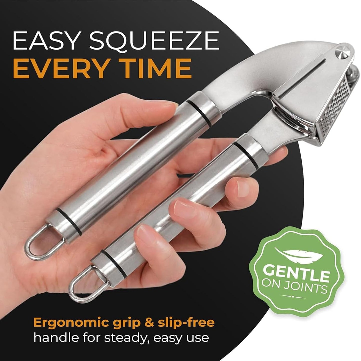 Durable Stainless Steel Garlic Press - Easy Clean, Rust-Proof, Dishwasher NEW