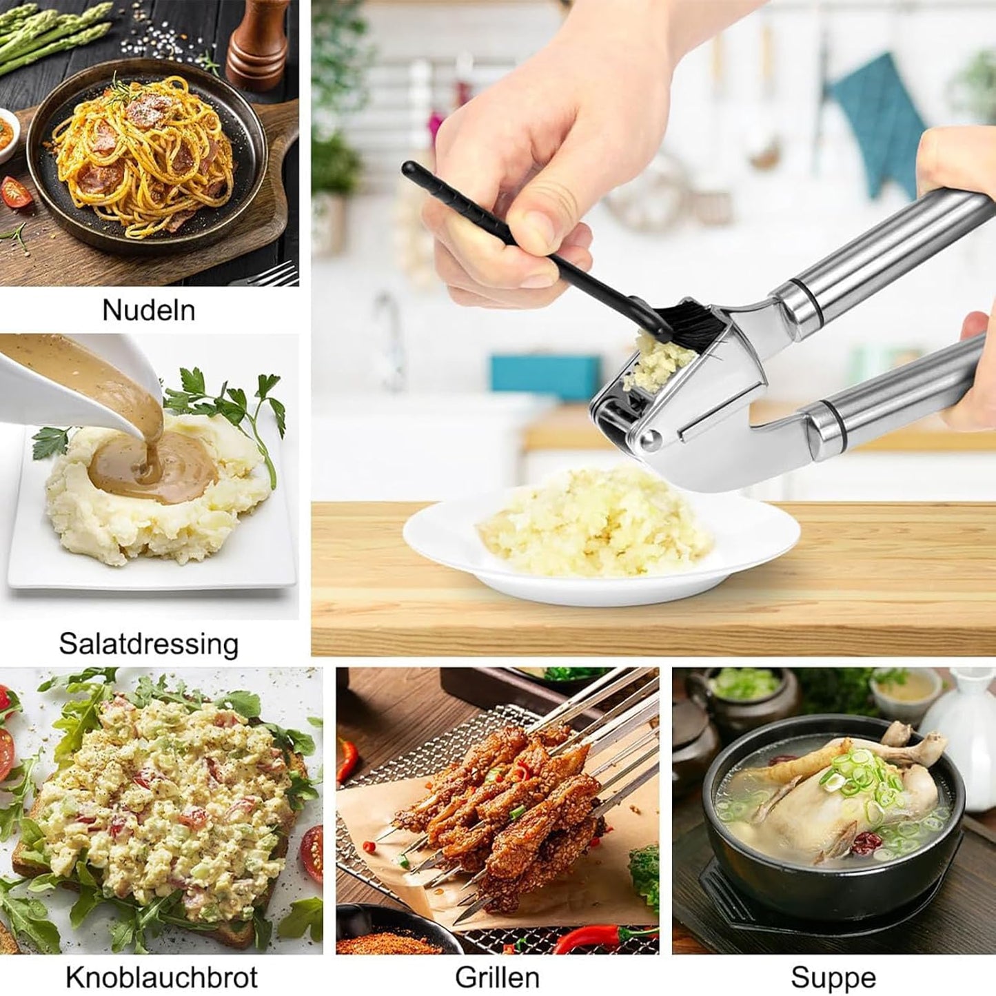 Durable Stainless Steel Garlic Press - Easy Clean, Rust-Proof, Dishwasher NEW