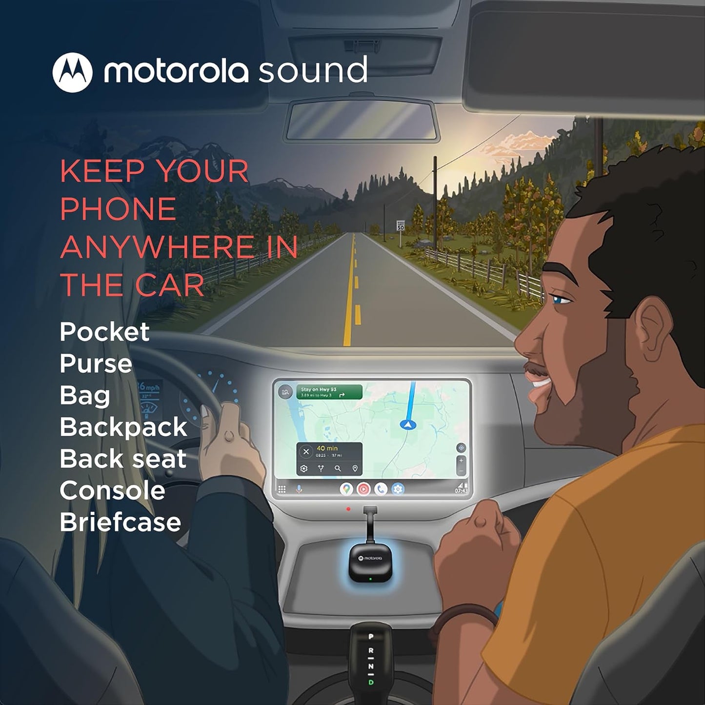 Motorola Sound Wireless Android Auto Car Input Adapter - Easy Setup NEW