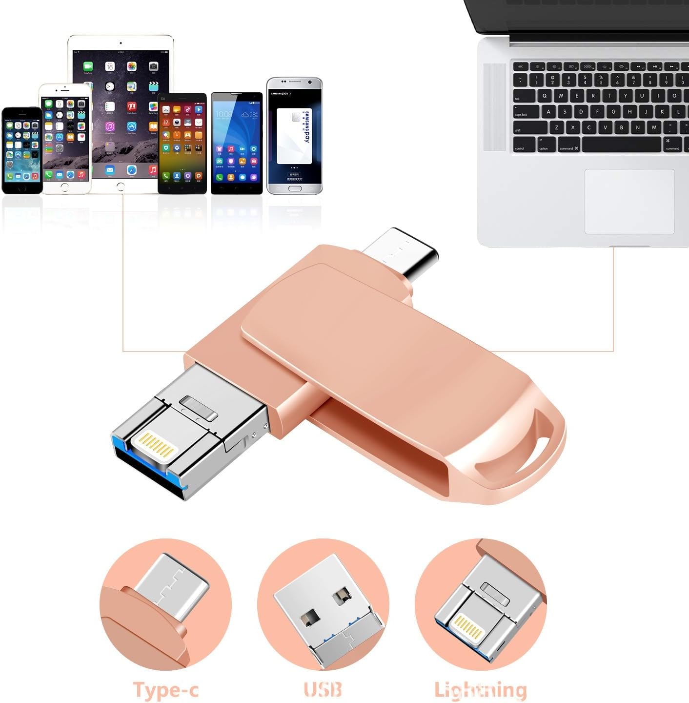 2TB Portable Dual USB Flash Drive Memory Stick Storage Device in Black Size NEW