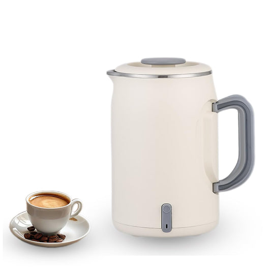 Portable Electric Kettle 600ml Double-Wall Insulation Fast Boil Auto White NEW
