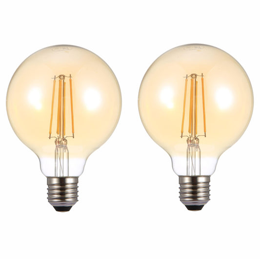 2 Pack G95 Vintage Style LED Bulb E27 Screw Warm White Energy Efficient NEW